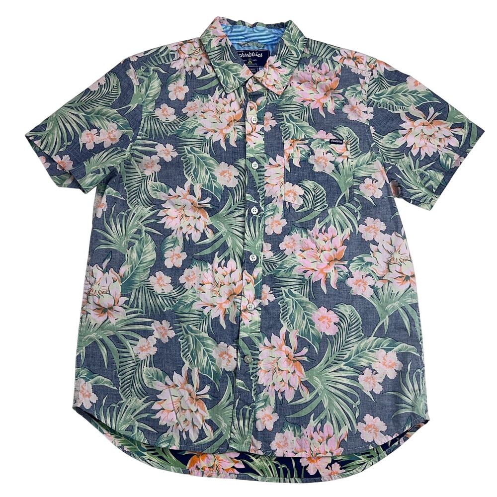 Chubbies Resort Weave Friday Shirt Tropical Floral Casual Button Up Size S